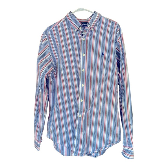 Polo Ralph Lauren Other - Polo Ralph Lauren Men’s XL Classic Fit Red White‎ Blue Stripe Long Sleeve Shirt